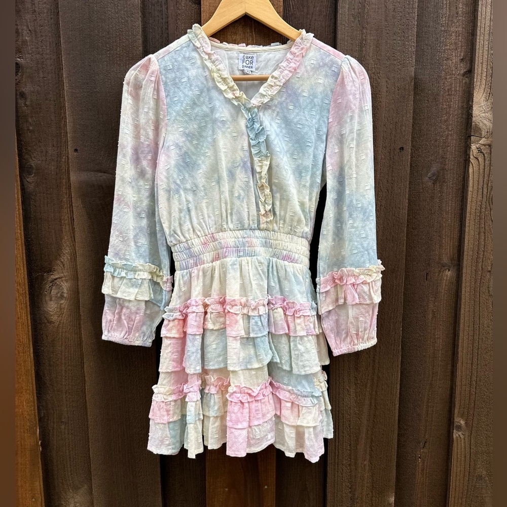 Cake for Dinner Meadow Dress in Pastel Tie Dye, Size XS.